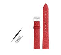 Taconey Bracelet de montre en cuir imprimé lézard 14/16/18/20 mm, parfait pour une tenue formelle et décontractée.,Broche en argent rouge,18 mm