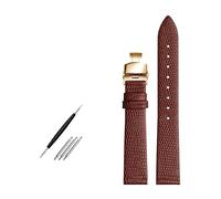 Taconey Bracelet de montre en cuir imprimé lézard 14/16/18/20 mm, parfait pour une tenue formelle et décontractée.,Boucle en or marron,18 mm