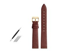 Taconey Bracelet de montre en cuir imprimé lézard 14/16/18/20 mm, parfait pour une tenue formelle et décontractée.,Broche en or marron,14 mm