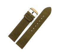 Taconey Bracelet de montre en cuir suédé de 16 à 24 mm avec boucle ardillon, bracelet de remplacement universel à texture douce,Vert armée-Or,22 mm