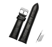 Taconey Bracelet de montre en cuir texturé de 23 à 28 mm de large, bracelet de remplacement universel pour grandes montres,Noir Argent A,21 mm