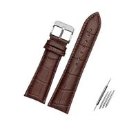 Taconey Bracelet de montre en cuir texturé de 23 à 28 mm de large, bracelet de remplacement universel pour grandes montres,Brun Argent A,18 mm