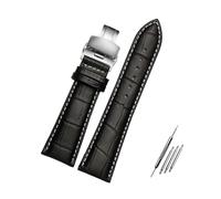 Taconey Bracelet de montre en cuir texturé de 23 à 28 mm de large, bracelet de remplacement universel pour grandes montres,Noir Blanc Argent B,23 mm