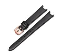 Taconey Bracelet de montre en cuir ultra-fin de 12 mm, bracelet de remplacement fin à extrémité concave pour femme,Rose noire,18x10mm