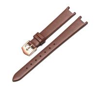 Taconey Bracelet de montre en cuir ultra-fin de 12 mm, bracelet de remplacement fin à extrémité concave pour femme,Rose brune,18x10mm