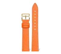 Taconey Bracelet de montre en cuir véritable avec système de fixation rapide, bracelet de remplacement universel à extrémités plates,Point orange-blanc,14 mm