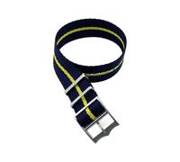 Taconey Bracelet de montre tactique 20-22 mm, bracelet de rechange en nylon, durable, réglable, à dégagement rapide, pour sports de plein air,Noir Bleu-Jaune,20 mm