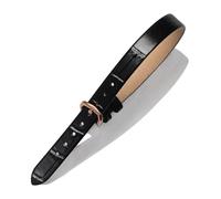 Taconey Bracelet en cuir texturé avec bordure métallique, bijou de mode, convient aux occasions formelles et décontractées.,Boucle ardillon motif bambou noir et or rose,10 mm