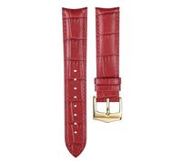 Taconey Bracelet en cuir véritable texturé bambou, bracelet de rechange universel, convenant aux occasions formelles et décontractées.,Rouge-Or,20 mm