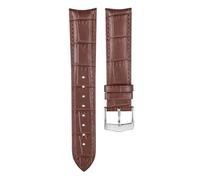 Taconey Bracelet en cuir véritable texturé bambou, bracelet de rechange universel, convenant aux occasions formelles et décontractées.,Brun-argenté,21 mm