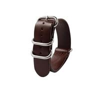 Taconey Bracelets de montre en cuir véritable 18/20/22/24 mm, finition vintage élégante, boucle argentée à cinq anneaux, bracelets de rechange universels,Brun foncé,20 mm