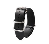 Taconey Bracelets de montre en cuir véritable 18/20/22/24 mm, finition vintage élégante, boucle argentée à cinq anneaux, bracelets de rechange universels,Noir,24 mm