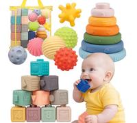 Tacopet Jouet Montessori Bebe 18 Mois, 24 pièces Cube d'activité Bébé Jeux Bebe Eveil, Souple Sensoriels Jouet Dentition Bébé, Jeux Educatif Jouets d'éveil pour Bebe Enfant 18 Mois 2 Ans