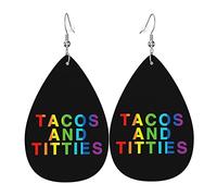 Tacos And Titties Funny Gay Lesbian Pride LGBTQ Boucles d'oreilles pendantes légères en forme de larme pour femmes