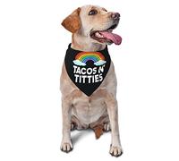 Tacos and Titties Funny Gay Lesbian Pride LGBTQ Dog Bandanas Pet Scarf Triangle Bib Boy Girl Foulard réglable Accessoires pour Petit Moyen Grand Chiot