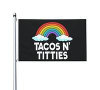Tacos And Titties Funny Gay Lesbian Pride Lgbtq Drapeau 0,9 x 1,5 m double face extérieur Ferme Yard Sign Garden Drapeau décoratif avec œillets en laiton