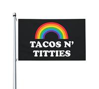 Tacos And Titties Funny Gay Lesbian Pride Lgbtq Drapeau 0,9 x 1,5 m double face extérieur Ferme Yard Sign Garden Drapeau décoratif avec œillets en laiton