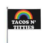 Tacos And Titties Funny Gay Lesbian Pride Lgbtq Drapeau 0,9 x 1,5 m Un côté extérieur Farmhouse Yard Sign Garden Drapeau décoratif avec œillets en laiton