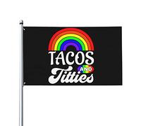 Tacos And Titties Funny Gay Lesbian Pride Lgbtq Drapeau 0,9 x 1,5 m Un côté extérieur Farmhouse Yard Sign Garden Drapeau décoratif avec œillets en laiton