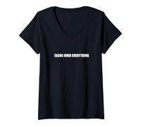 Tacos sur Tout T-Shirt avec Col en V, Femme, Noir, M