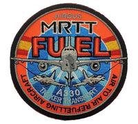 Tacro Patch brodé tactique circulaire MRTT Fuel, style militaire, 9 cm, bleu, jaune, noir et blanc
