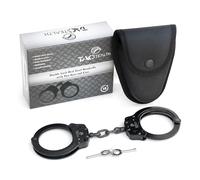TacStealth Menottes en acier robuste - Attaches noires de qualité professionnelle avec double verrouillage, finition résistante à la rouille, deux clés et étui de transport - Sécurité durable et