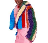 TACSTRUN Femmes 2024 Manteaux d'hiver Polaire Veste Coupée Faux Fourrure Manches Longues Poches Shaggy Chaud Outerwear,Bleu,S
