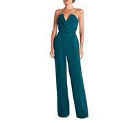 TACSTRUN Femmes Sexy Élégant Dressy Combinaisons Haute Taille Tube Top V-Neck Solid Color Stretchy Bodycon Rompers,Vert,L