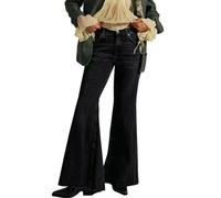 TACSTRUN Jeans Larges Taille Haute pour Femmes Pantalon en Denim évasé Tendance pour Les Grandes Silhouettes Courbes,Noir,M