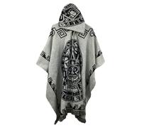 TACSTRUN Poncho à capuche pour homme - Cape aztèque - Pull western - Manteau vintage - Manches chauve-souris - En tricot, blanc, 4X-Large