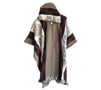 TACSTRUN Poncho à capuche pour homme - Cape aztèque - Pull western - Manteau vintage - Manches chauve-souris - En tricot, marron, X-Large