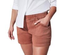 TACSTRUN Short en Jean Extensible Taille Haute pour Femmes, Short d'été décontracté en Denim Actif avec Poches,Orange,4XL
