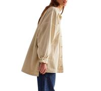 TACSTRUN Veste en Jean pour Femmes Jean léger Tendance Doux surdimensionné boutonné côté Fendu Veste Vintage,Laiton,M