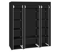 TactFire Armoire de Rangement en Tissu, Penderie avec Housse, Armoire Chambre Portable, Armoire à Vêtements, pour Chambre D'adulte avec 5 Couches 12 Compartiments, 150 x 45 x 175 cm, Noir