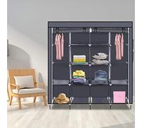TactFire Armoire de Rangement en Tissu, Penderie avec Housse, Armoire Chambre Portable, Armoire à Vêtements, pour Chambre D'adulte avec 4 Couches 12 Compartiments, 170 x 45 x 180 cm, Gris