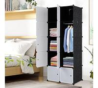 TactFire Armoire Penderie Modulable, 10 Cubes, Armoire Chambre, Étagère de Rangement avec Portes, pour Le Stockage de vêtements, Jouets, etc.. (Porte Blanche, 70 x 45 x 175 cm)