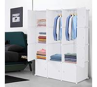 TactFire Armoire Penderie Modulable, 12 Cubes, Armoire Chambre, Blanc