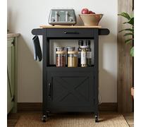 TactFire Desserte de Cuisine sur roulettes, Îlot Central Cuisine | étagère réglable,Meuble de Rangement avec Crochets latéraux, 74 x 63 x 89 cm (Noir)