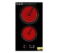 TactFire Plaque Vitrocéramique, 2 Feux,3000W,Plaque de Cuisson en Vitrocéramique Encastrable Plaque,9 Niveaux de Puissance