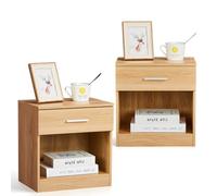 TactFire Table de Chevet Lot de 2, Table de Nuit, Commode Chambre avec 1 Tiroir, Convient pour Salon, Chambre, 39 x 29 x 41 cm (2, Chêne)