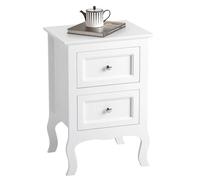 TactFire Table de Chevet Table de Nuit Blanche avec 2 Tiroirs, Chevet de Lit Bois, Commode Chambre 40 x 30 x 60cm (1)