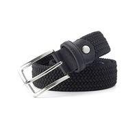 Tactfulw Hommes élastique extensible ceinture en toile extensible tressée élastique tissé ceinture en cuir extensible de ceinture en métal Noir, 110cm