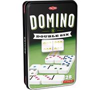 Tactic 53913 Double 6 Learn, Popular Table Classic Game for Friends & Family, 2+ Players, Coloured Dots for Easy Play, Sturdy Storage Tin, Plastic Dominoes That Last, Age 7+, Mixed
