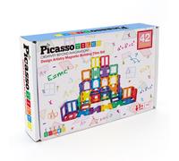 PicassoTiles 42 pièces Ensemble de Blocs de Construction magnétiques Planches de Jeu tuiles magnétiques Construction Jouet Kit éducatif tuiles aimants ingénierie STEM Learning Playset, 3 et Plus