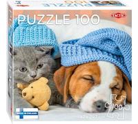 Tactic Puzzle Lovers Chaton mignon et chien endormi 100 él. puzzle, 100 pièces, Animaux
