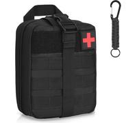 Tactical Emergency Belt Bag,Multifunction Molle First Aid,Survival Backpack Edc Gadget With Cross For Hiking Camping Military (With 1 Carabiner)