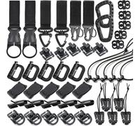 Tactical Gear Clips With Molle Straps For Backpack,Belt With Nylon Hook,D-Ring,Grimlocks Lock,Web Dominators,Elastic Ropes And Molle Accessories 48 Pieces