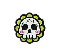 TACTICAL GEEK BG16 Patchs 3D PVC Fluorescence Drôle Crâne Fleur Dessin Animé Bande Dessinée Impression Rubber Morale Patch Crochet Caoutchouc Hook&Loop Application pour EDC Pocket Organisateur, Sac
