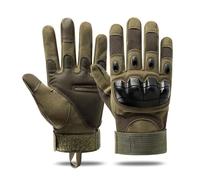 Tactical Gloves for Men-Soft Knuckle Impact Protection & Touchscreen Grip-Breathable Anti-Slip Full Finger Handwear for Motorcycle, Airsoft, Shooting & Heavy Duty Work-Lightweight 135g (Green,L)