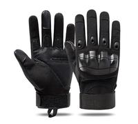 Tactical Gloves for Men-Soft Knuckle Impact Protection & Touchscreen Grip-Breathable Anti-Slip Full Finger Handwear for Motorcycle, Airsoft, Shooting & Heavy Duty Work-Lightweight 135g (Black,M)